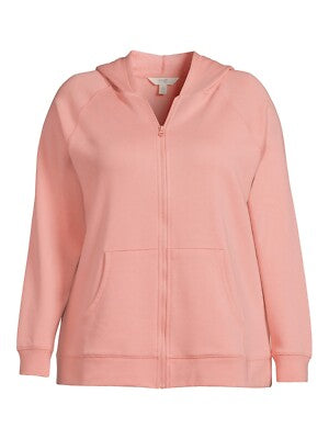 Terra & Sky Size 5X Plus Zip Front Hoodie in Light Orange
