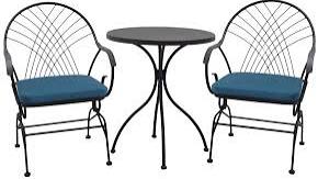Style Selections Weddington 3-Piece Brown Bistro Patio Set with Blue Cushions