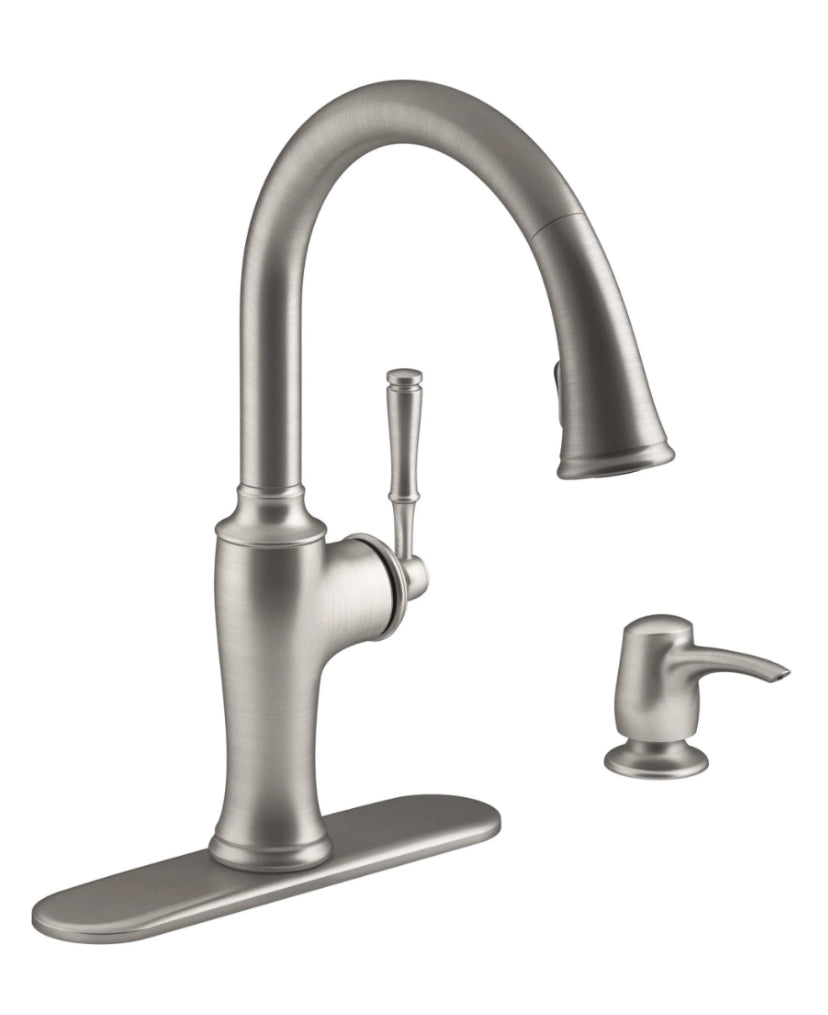 KOHLER Cardale Vibrant Stainless 1-Handle Pull-Down Kitchen Faucet-With Soap Dispenser