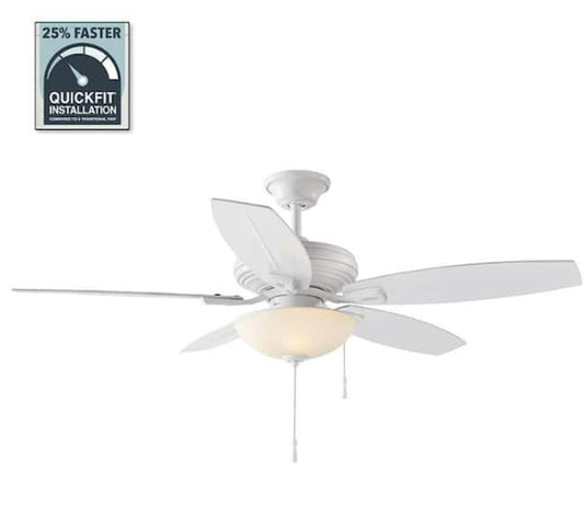 Hampton Bay
North Pond 52 in. Indoor/ Outdoor LED Matte White Ceiling Fan with Light Kit, Reversible Motor and Reversible Blades