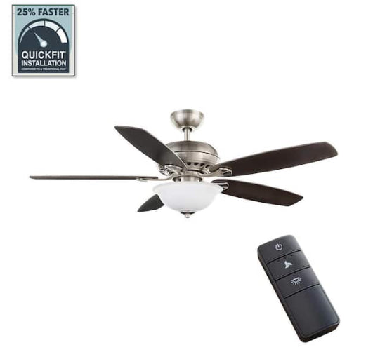 Hampton Bay
Southwind II 52 in. Indoor LED Brushed Nickel Ceiling Fan with Light Kit, Reversible Blades and Remote Control