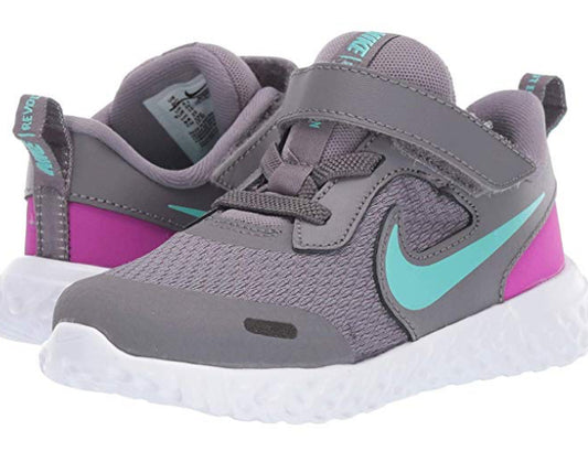 Nike Revolution 5 TDV Baby Girls Shoes Size 2 Color: Gunsmoke/Aurora Green