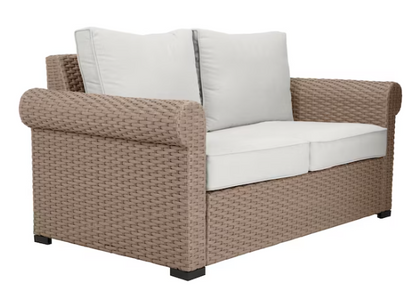 allen + roth Emerald Cove 2-Piece Wicker Patio Conversation Set with Cream Cushions